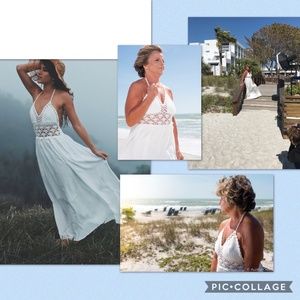 Beach Crochet Backless Bohemian Halter Maxi Dress